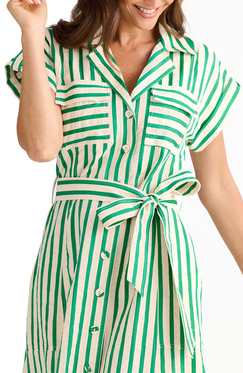 Brave+True Portia Stripe Maxi Shirtdress, Alternate, color, Jade Stripe