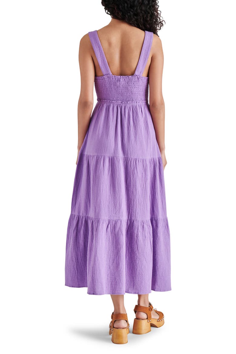 Amira Tiered Cotton Midi Dress, Alternate, color, DAHLIA PURPLE