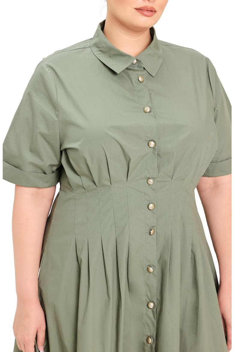 Button Down Midi Dress, Alternate, color, OLIVE