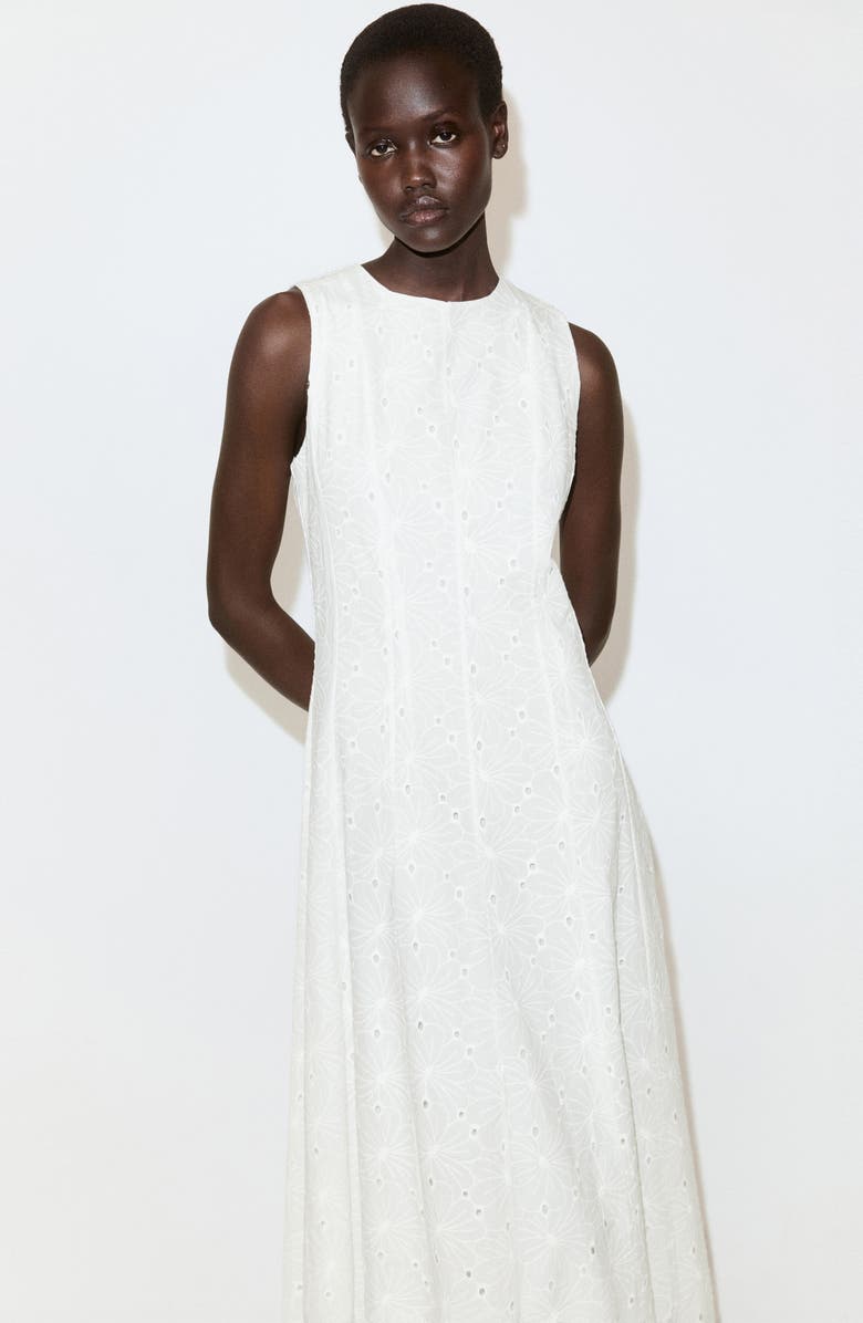 MANGO Eyelet Embroidered A-Line Midi Dress, Alternate, color,