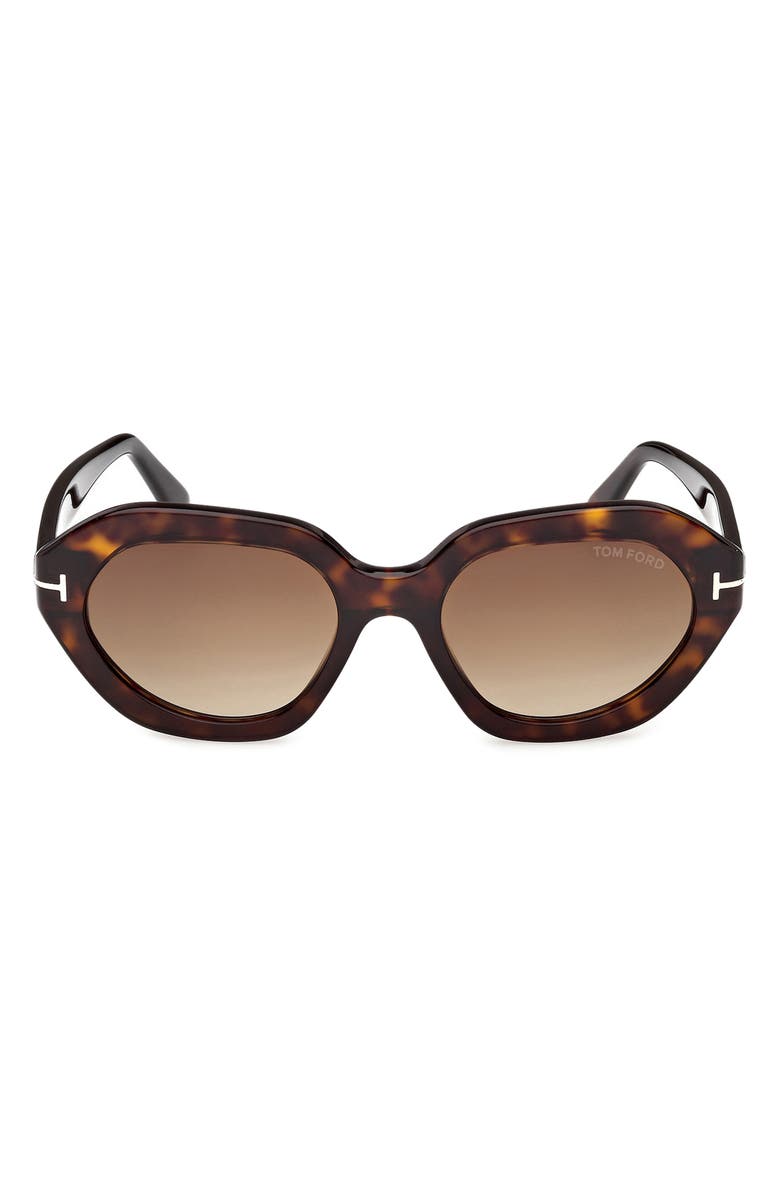TOM FORD Meryl 53mm Gradient Geometric Sunglasses, Main, color, Dark Havana / Brown