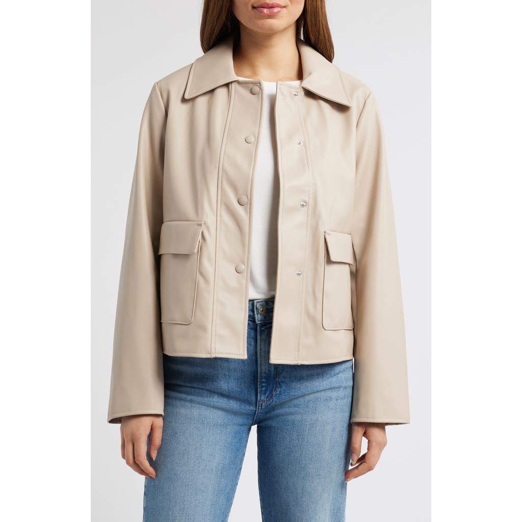 Shop Sam Edelman Faux Leather Swing Jacket In Oatmeal
