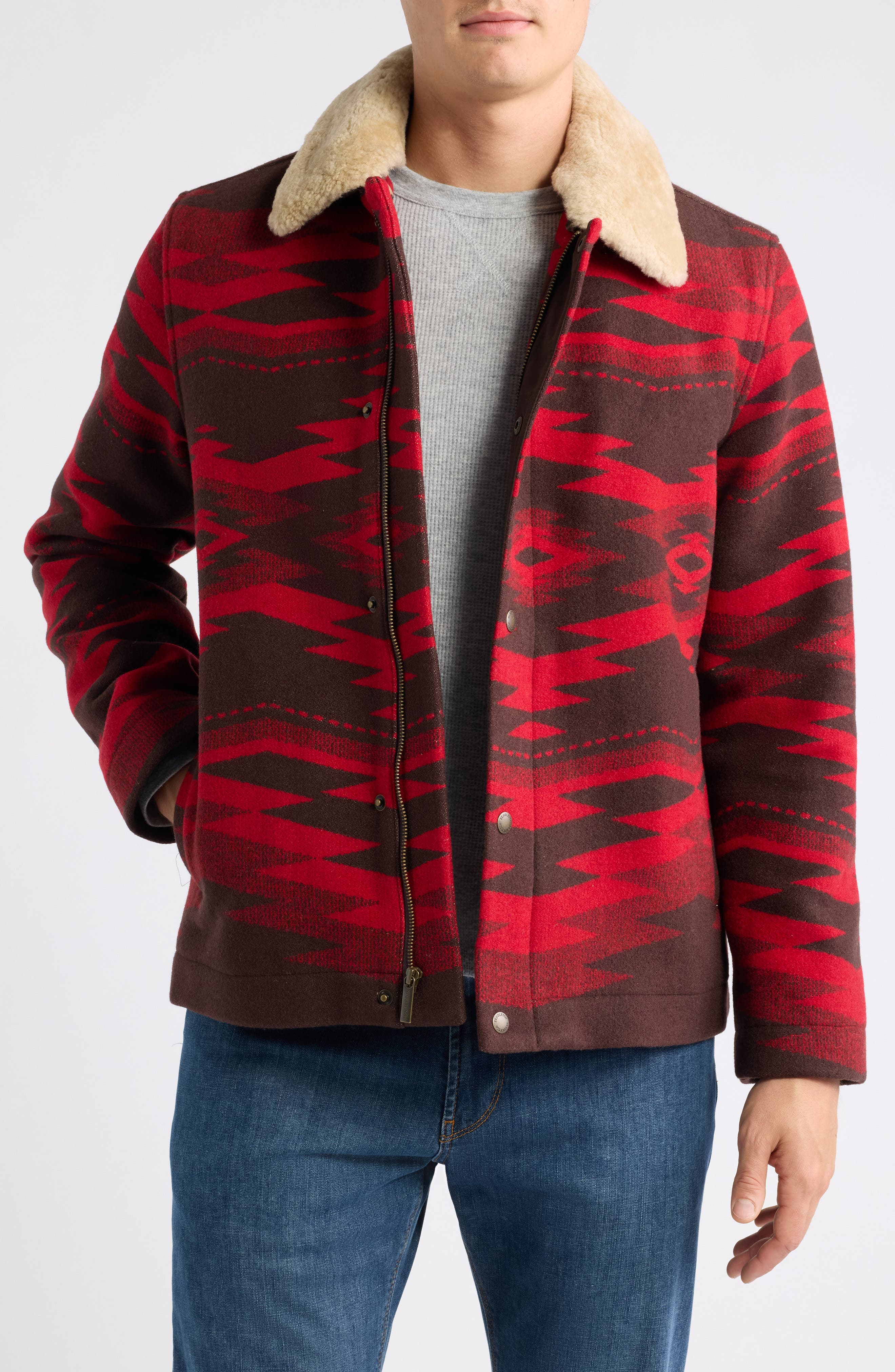 PENDLETON 70s Ombré Plaid Ranch Coat Pendleton Silverton Wool Blend Coat (Men) | Nordstrom