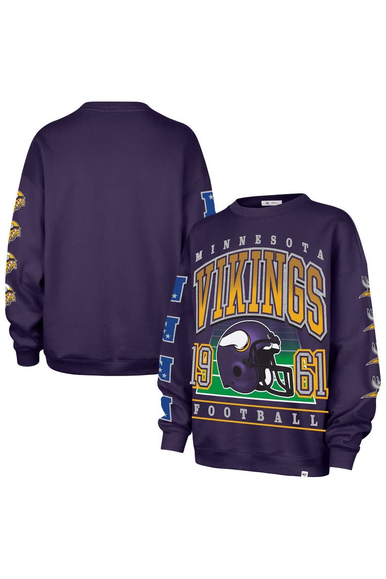 Women's '47  Purple Minnesota Vikings Go Big Oversized Pullover Sweatshirt, Alternate, color, Purple