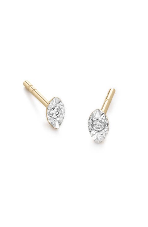 14K Gold Diamond Marquise Flat Back Stud Earrings