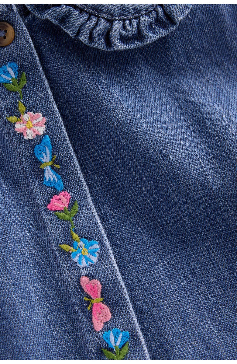 Mini Boden Kids' Embroidered Long Sleeve Denim Dress, Alternate, color, Mid Vintage Denim