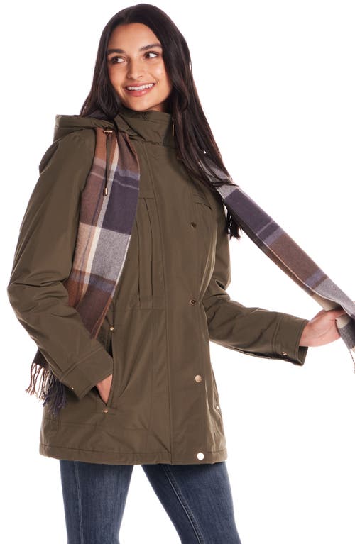 Gallery Water Resistant Insulated Stadium Coat With Removable Hood In Multi