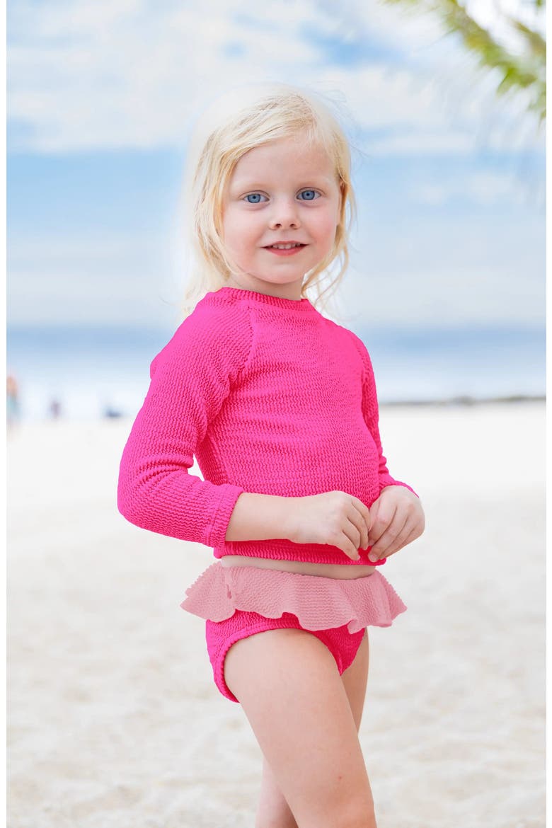 Infant Crinkle Ruffle Rashguard Set, Alternate, color, Pink
