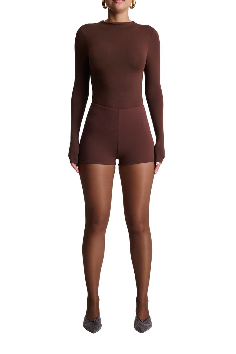 High Waist Hot Shorts, Alternate, color, CHOCOLATE