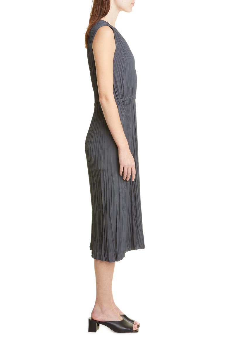 V-Neck Pleated Dress, Alternate, color, TIDE POOL
