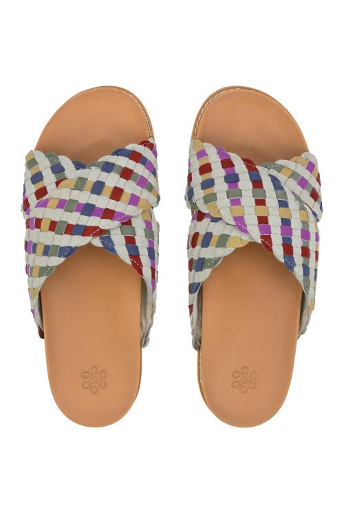 The Sak Penelope Leather Woven Slip On Sandal in Stone Multi Woven at Nordstrom, Size 7