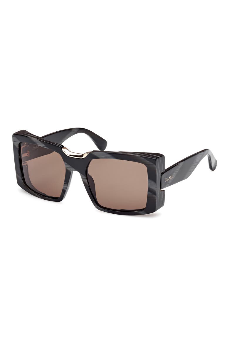 55mm Rectangular Sunglasses, Alternate, color, BLACK HORN/ PALE GOLD / OLIVE