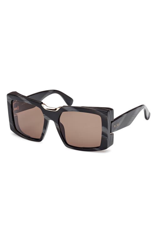 Max Mara Women's Black Horn & Roviex Spark 6 Square Sunglasses In Black Horn/pale Gold/olive