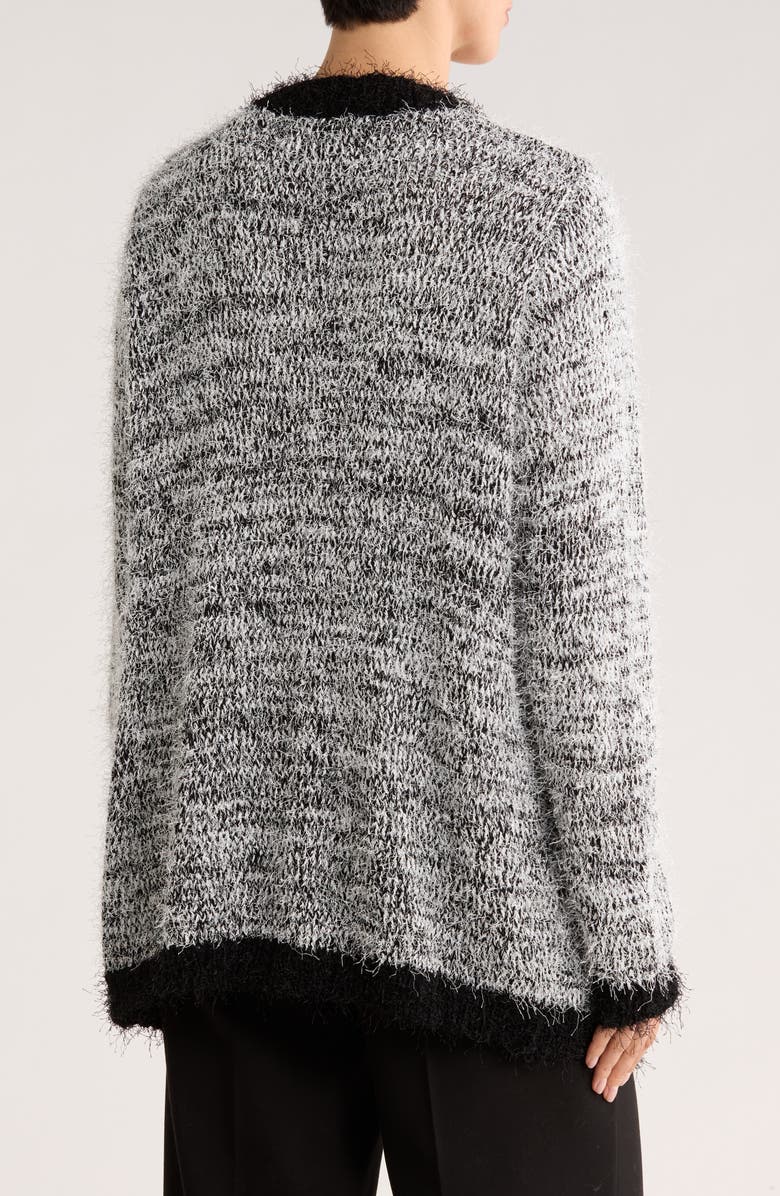 Renee C Open Front Fuzzy Knit Cardigan, Alternate, color, Black/ Silver