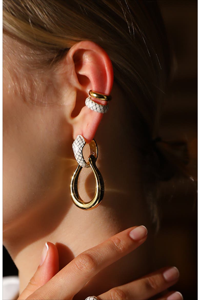 Uraeus Ear Cuff, Alternate, color, White & Gold