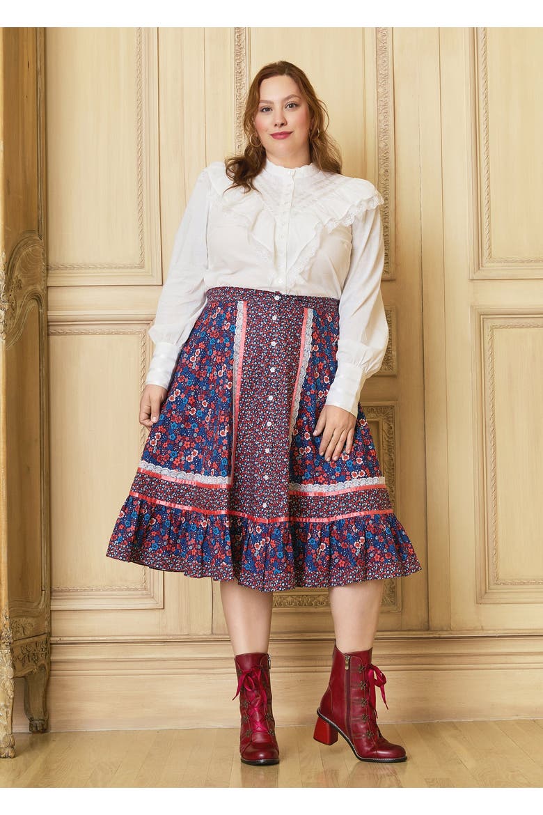 Isabella Romantic Prairie Midi Skirt, ModCloth x Gunne Sax, Alternate, color, Circe's Crown
