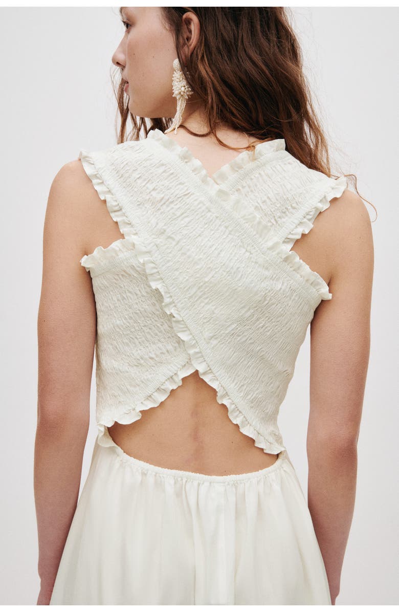 H&M Smocked poplin dress, Alternate, color, White