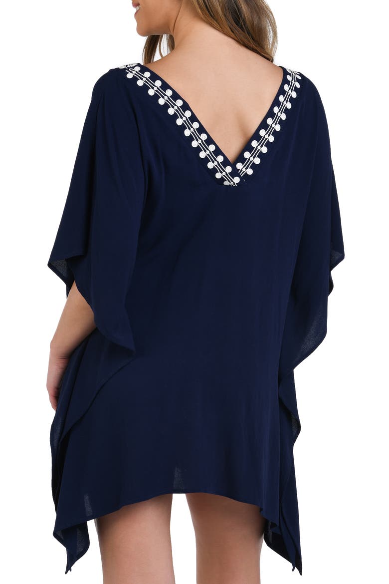 Sea Scallops V-Neck Cover-Up Caftan, Alternate, color, INDIGO