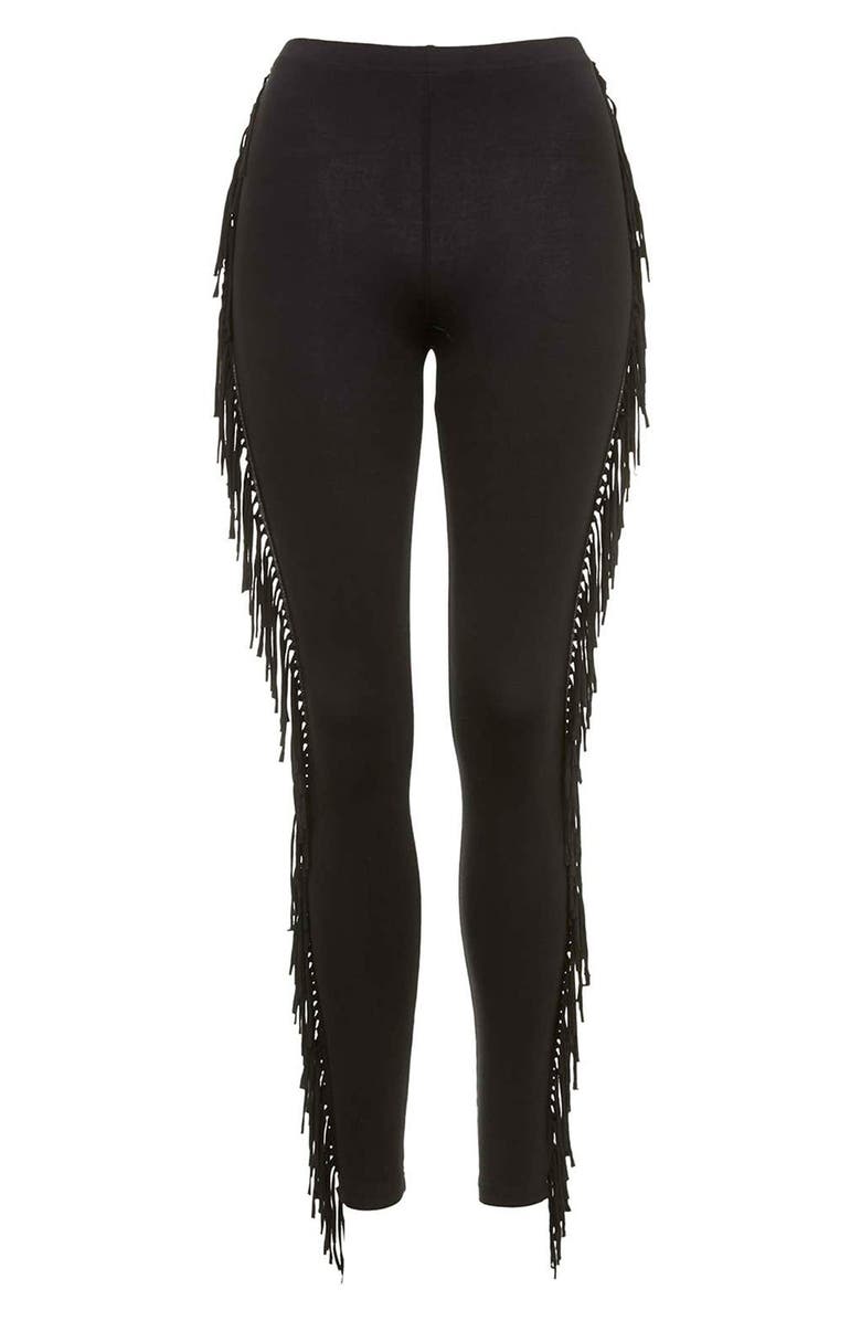 Topshop Fringe Leggings, Alternate, color, 