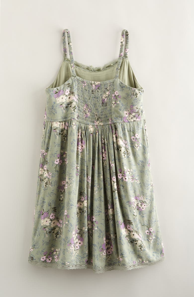 Treasure & Bond Kids' Floral Babydoll Slipdress, Alternate, color, Green Seagrass Texture Bouquet