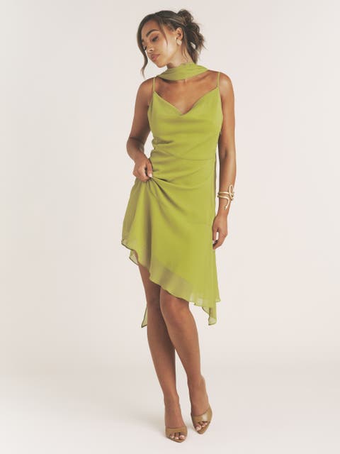Ava Cowl Neck Chiffon Mini Dress