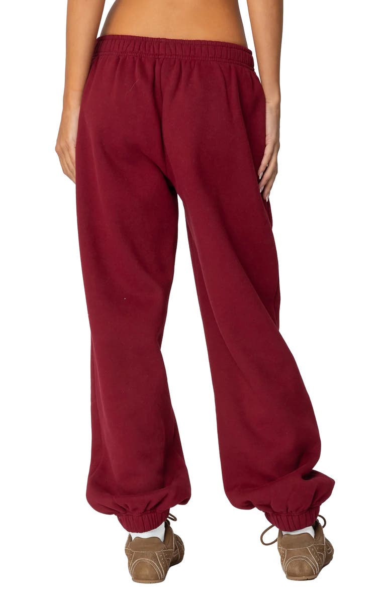 EDIKTED 76 Cali Relaxed Fit Cotton Blend Sweatpants, Alternate, color, Burgundy
