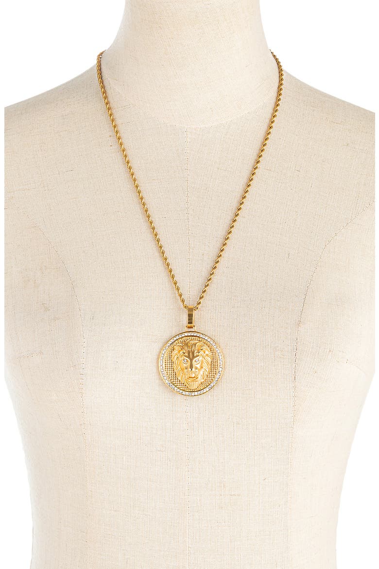 Men's Lion Head Pendant Necklace, Alternate, color, GOLD
