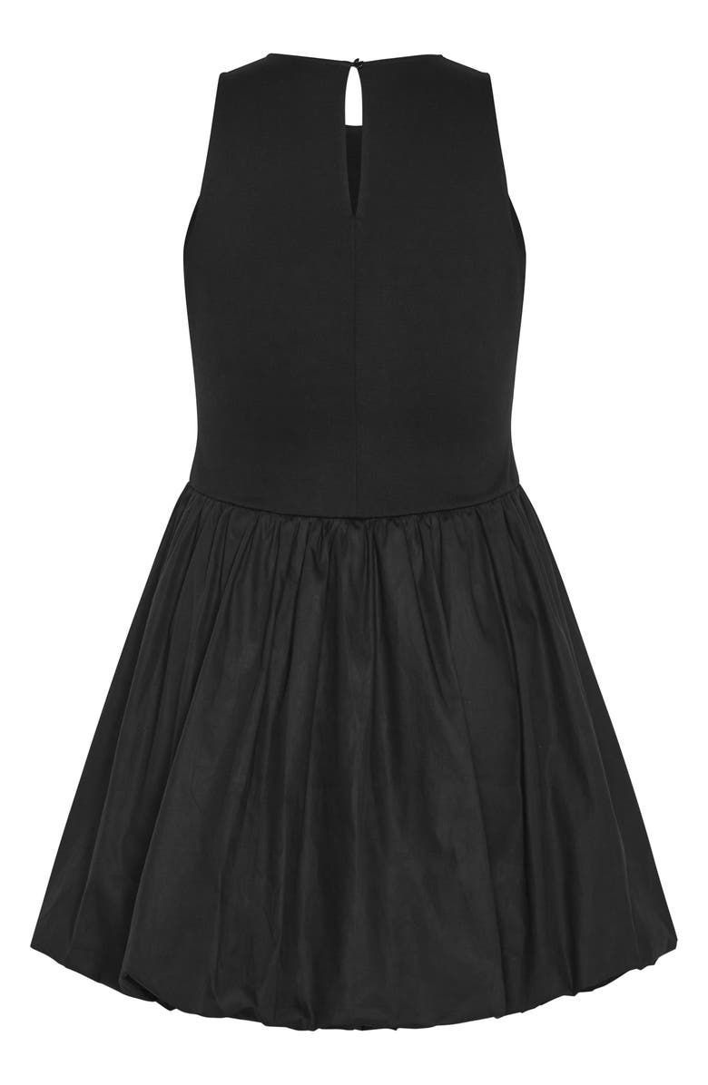 City Chic Darcey Mixed Media Bubble Minidress, Alternate, color, Black