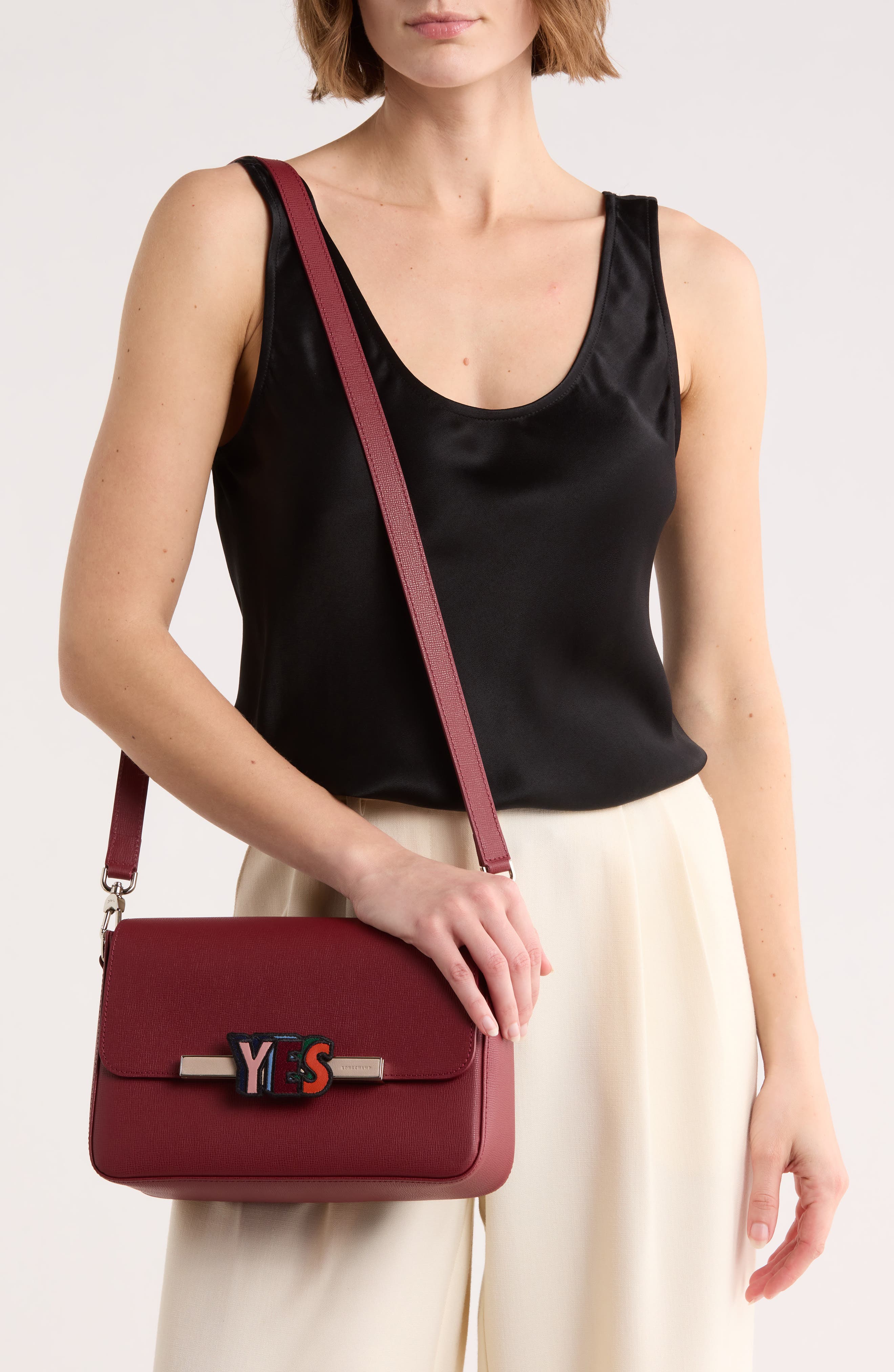 Longchamp Go Medium Crossbody Bag, Alternate, color, Carmine