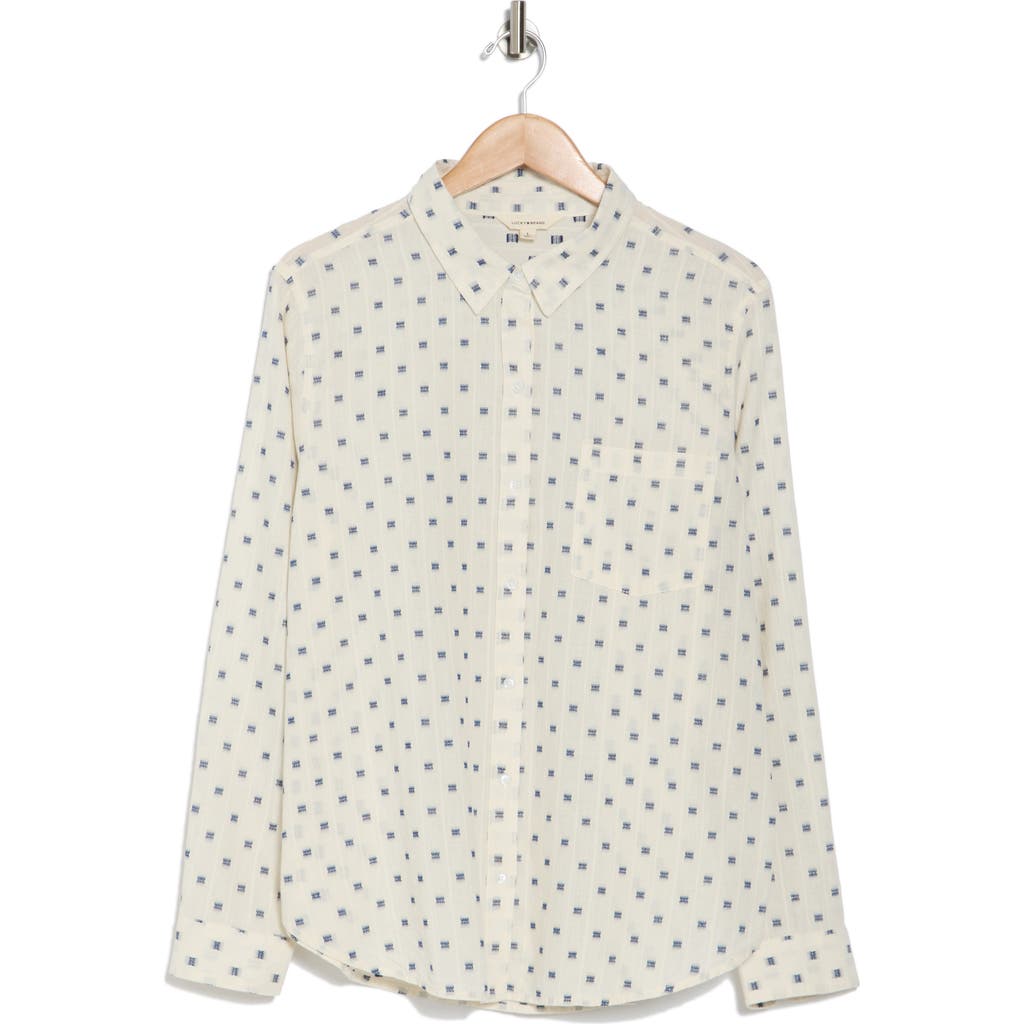 Lucky Brand Clip Dot Long Sleeve Button-up Shirt In Cream Clipdot
