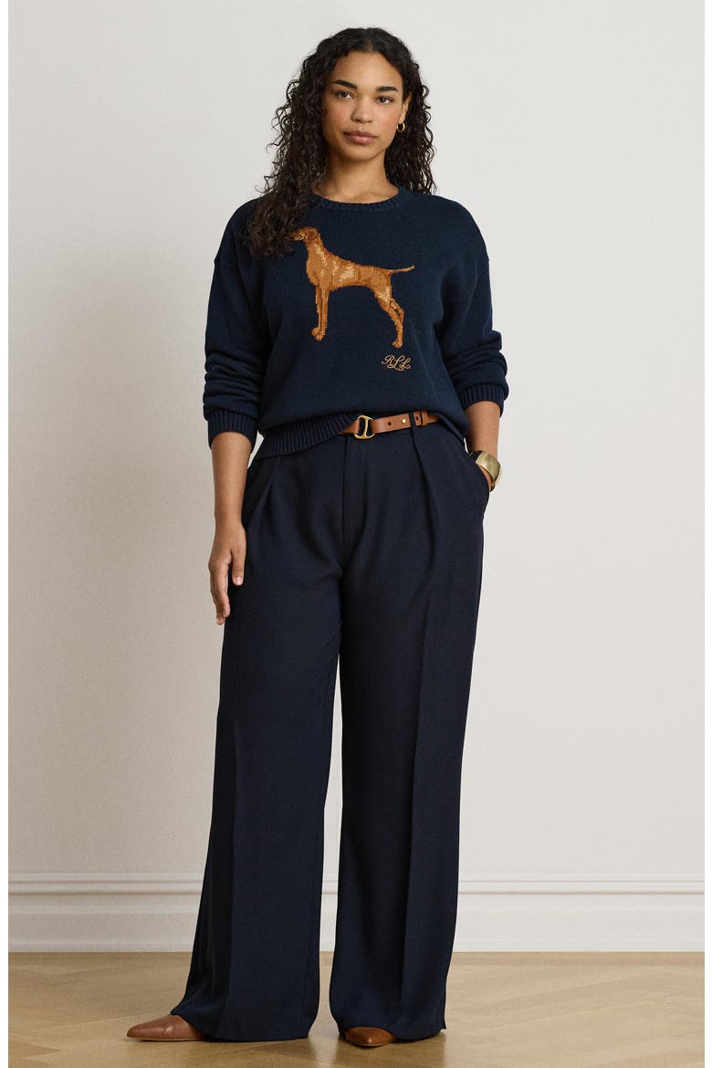 Pointer Dog Crewneck Sweater, Alternate, color, LAUREN NAVY BLUE/ MULTI