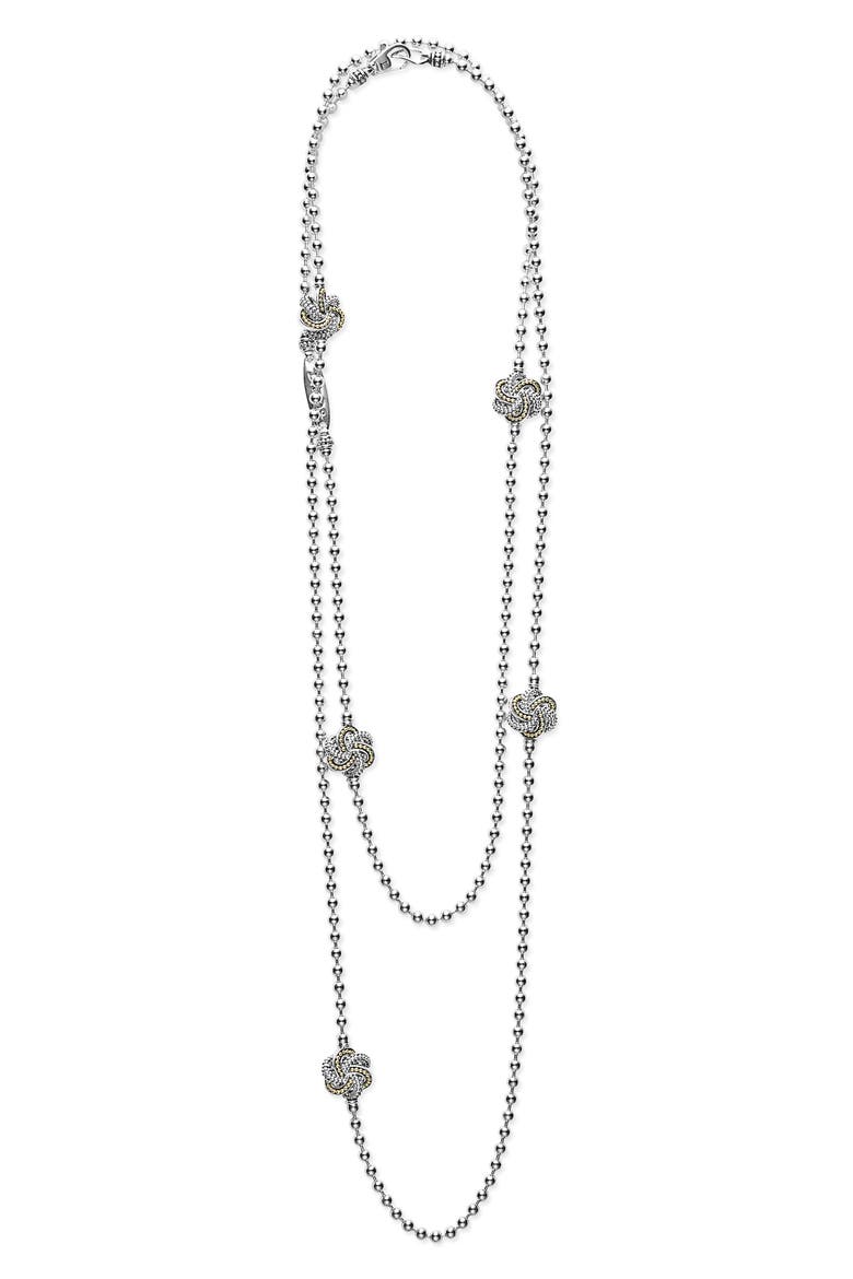 Love Knot Long Station Necklace, Main, color, TWO-TONE