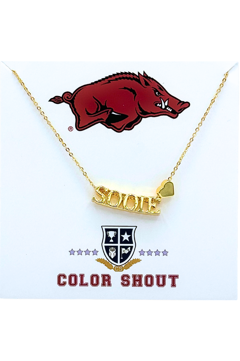 University of Arkansas Gold Heart Necklace, Main, color, Yellow Gold