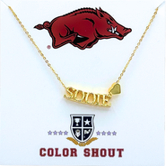 Color Shout University of Arkansas Gold Heart Necklace