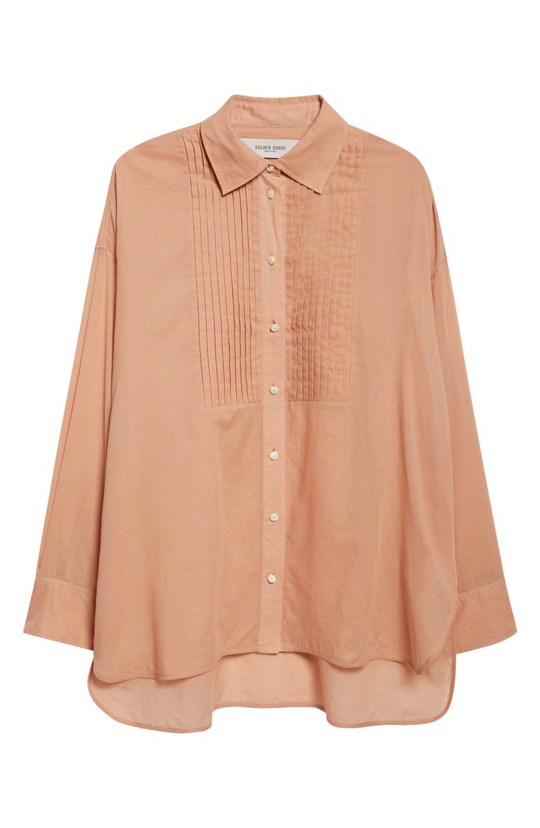 Golden Goose Journey Pleated Bib Oversize Button-Up Shirt, Alternate, color, Dusty Coral