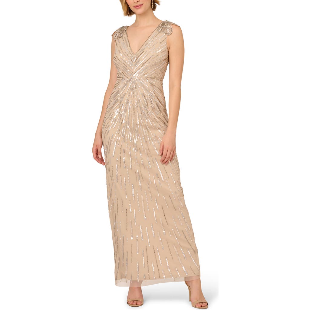 ADRIANNA PAPELL ADRIANNA PAPELL EMBELLISHED COLUMN GOWN
