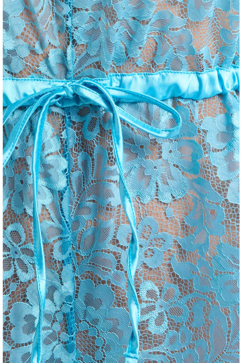 Floral Lace Teddy, Alternate, color, BLUE