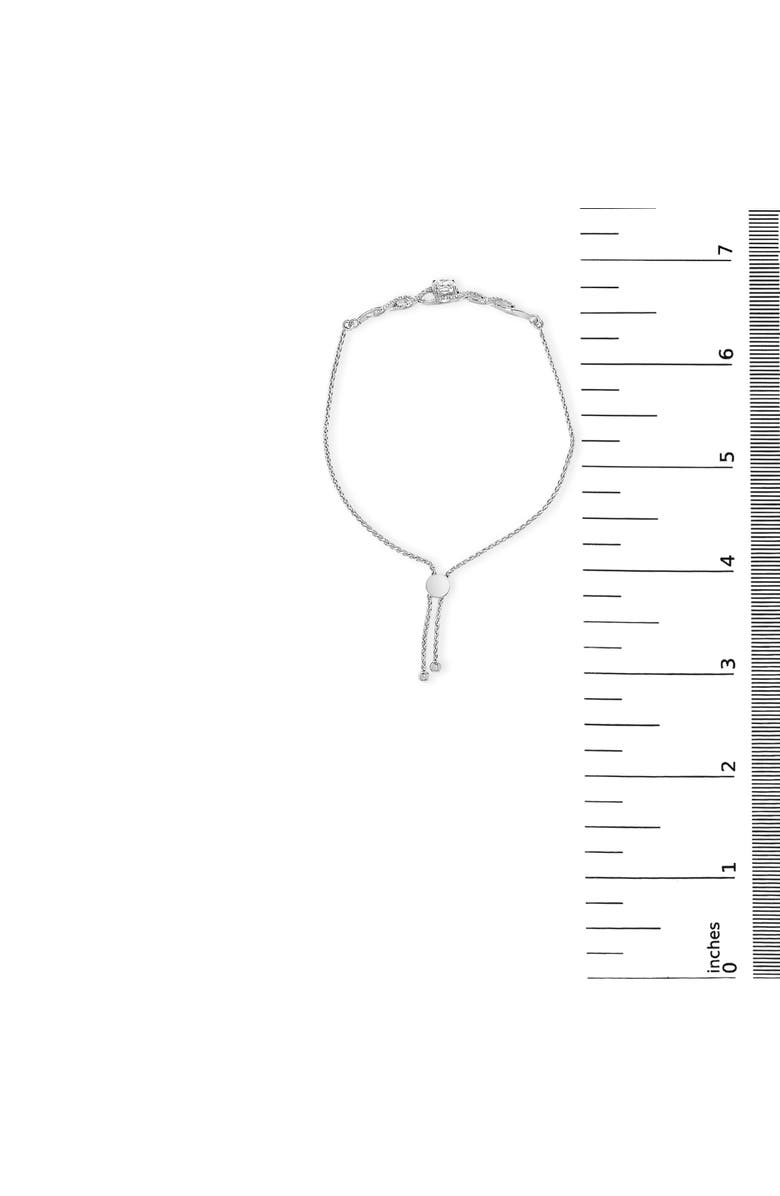 Haus of Brilliance .925 Sterling Silver Created White Sapphire Knotted Twist Bolo Bracelet, Alternate, color, White