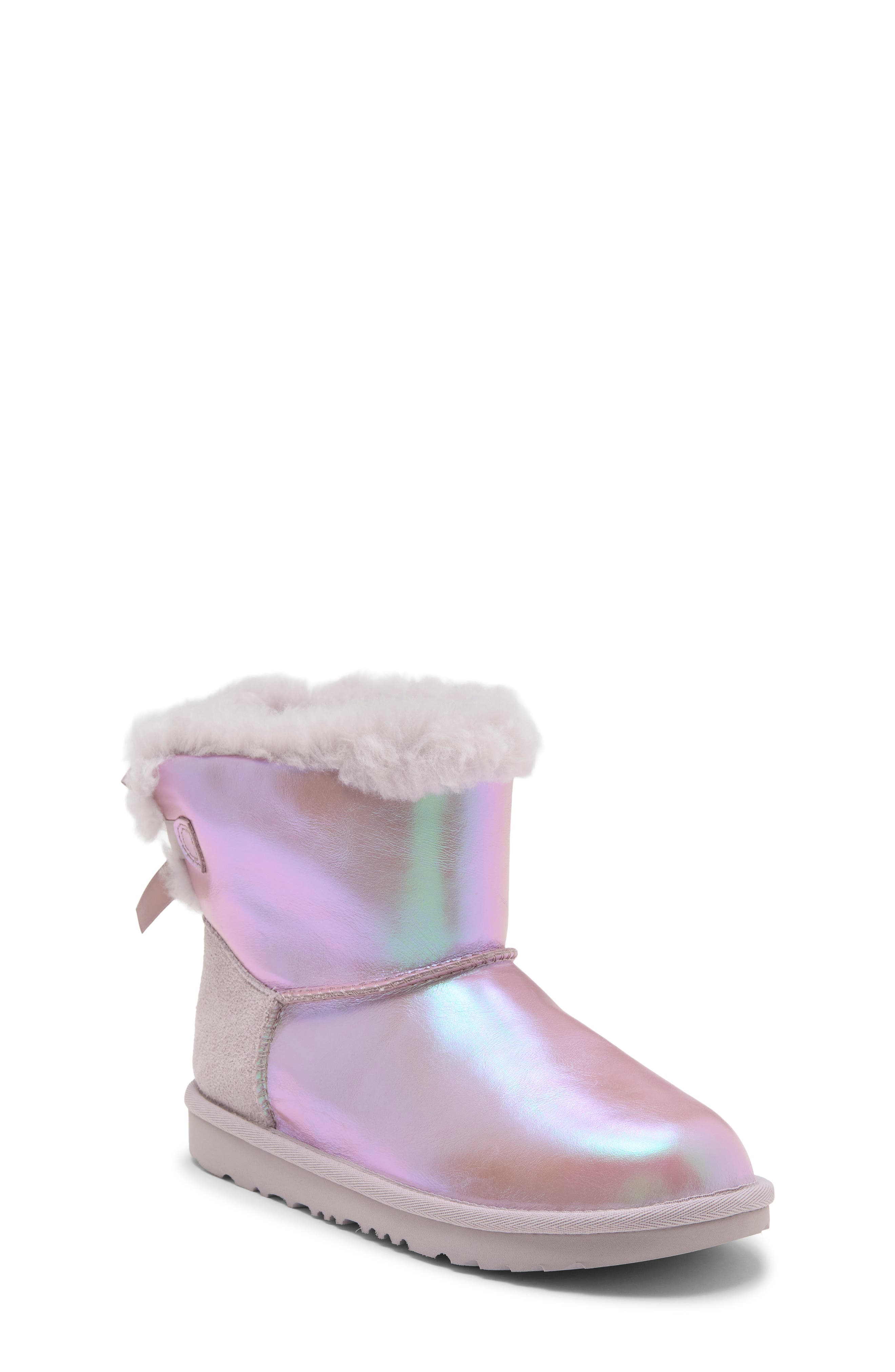 Kids' Mini Bailey Bow II Frosted Boot, Main, color, LAVENDER SMOKE