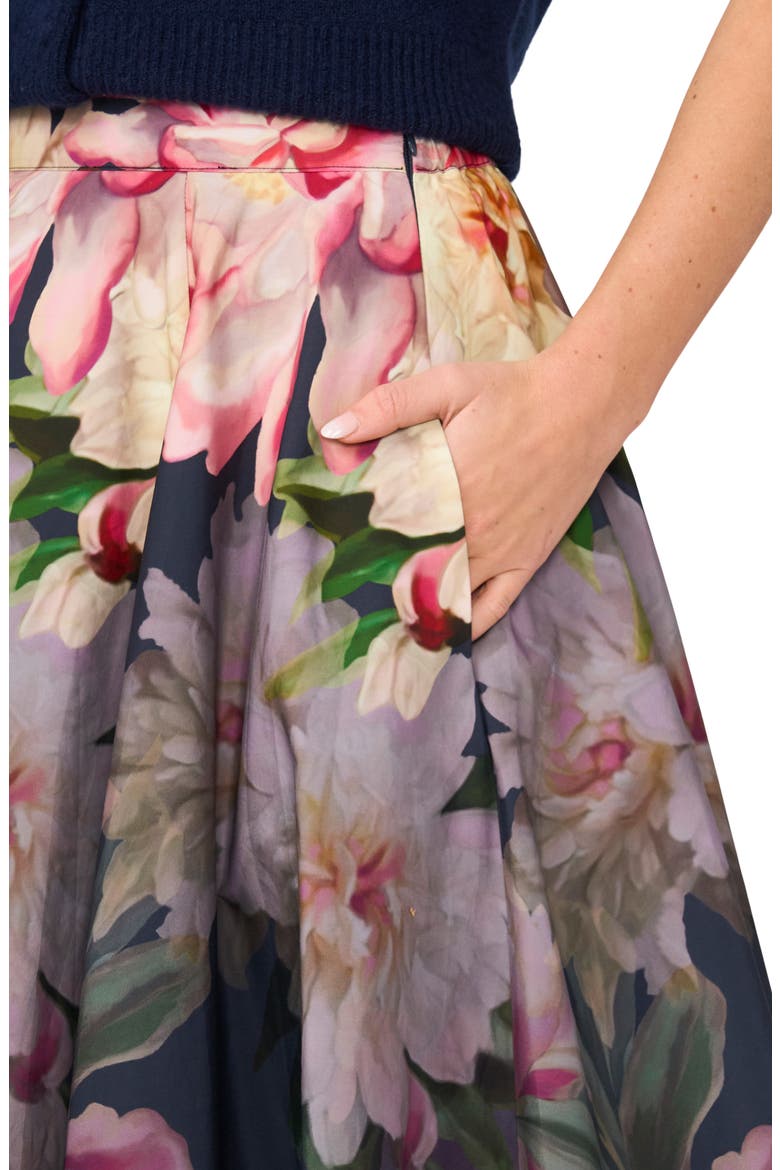 Ida Floral Circle Midi Skirt, Alternate, color, INDIGO NIGHT