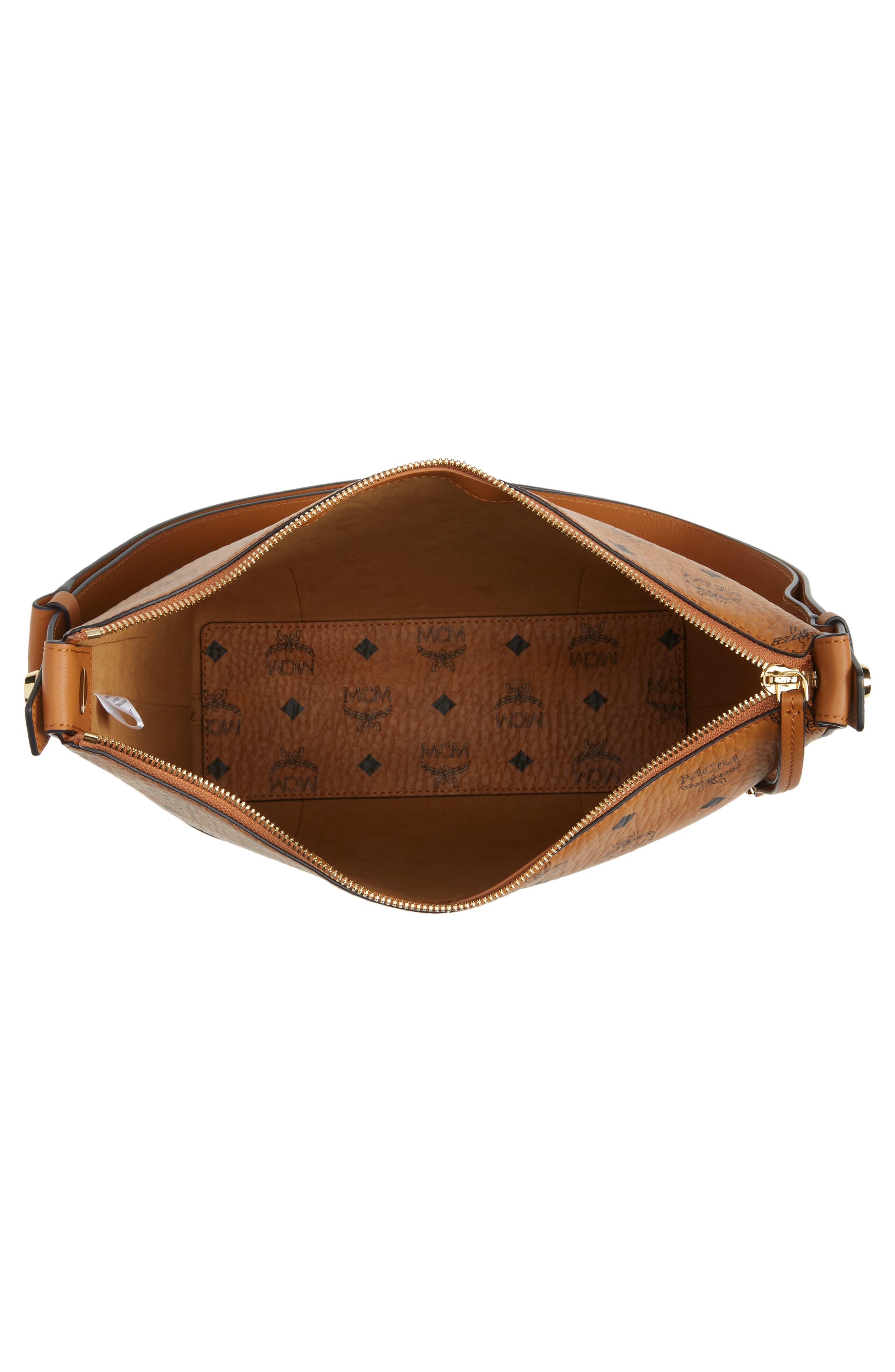 Klara Visetos Medium Coated Canvas Hobo Bag, Alternate, color, COGNAC
