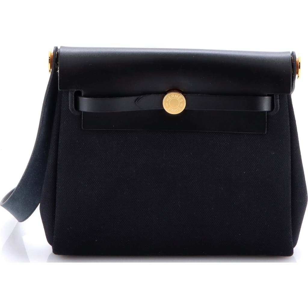 Pre-owned Hermes Hermes Herbag Zip Toile And Leather 20 In Black
