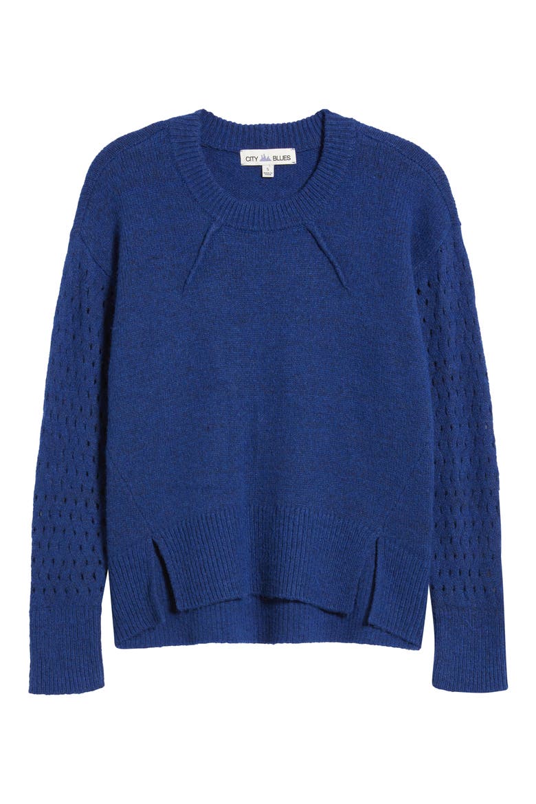 Open Stitch Sleeve Sweater, Alternate, color, TWILIGHT