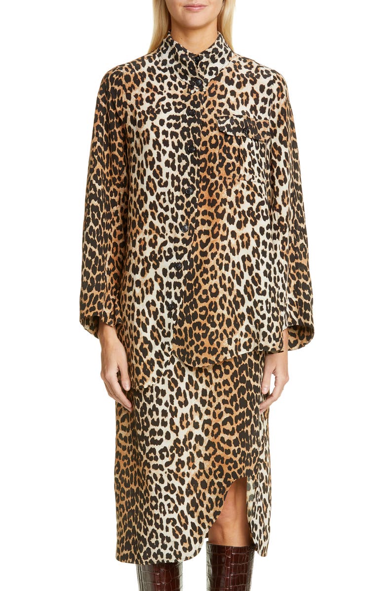 Ganni Leopard Print Shirt, Main, color,