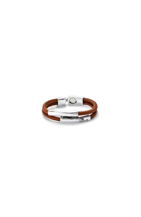 Camel Leather Bracelet with Silver Details
