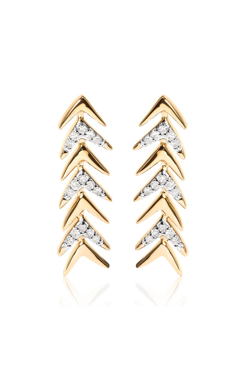Haus of Brilliance 18K Yellow Gold Plated Silver 1/5 Ct Diamond Chevron Arrow Stud Earring, Main, color, Yellow