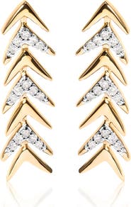 Haus of Brilliance 18K Yellow Gold Plated Silver 1/5 Ct Diamond Chevron Arrow Stud Earring