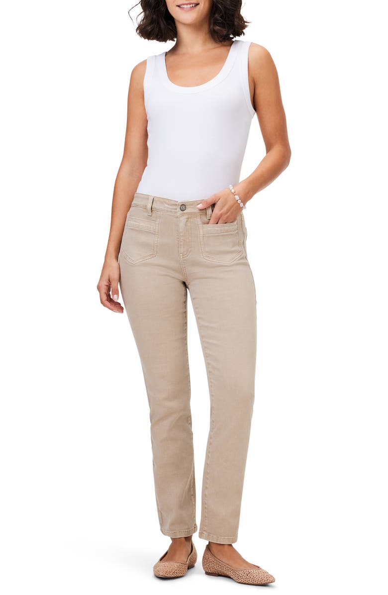 NIC+ZOE Patch Pocket Straight Leg Jeans, Alternate, color, Chamois