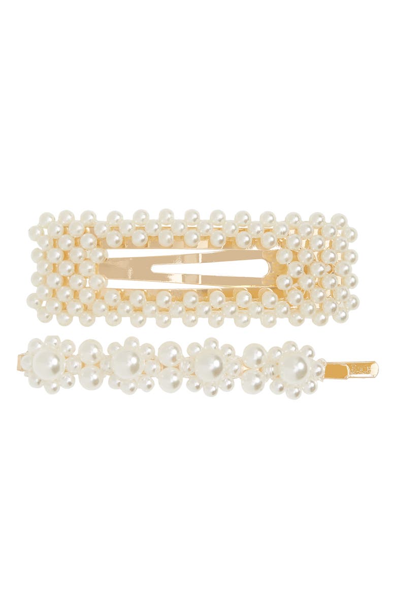 BP. Set of 2 Imitation Pearl Hair Clips, Main, color, 