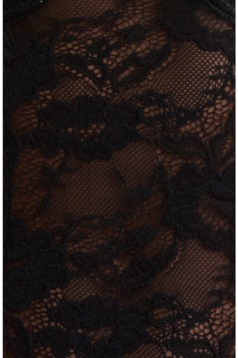 Lace Underwire Teddy with Removable Neck Piece, Alternate, color, BLACK